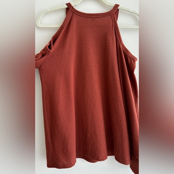 Green Envelope Terracotta/Sienna Orange Cold Shoulder Soft Blouse, Medium - Picture 14 of 14